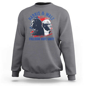 Harris Walz 2024 Sweatshirt Freedom Hope Unity Kamala Suppoerter TS09 Charcoal Print Your Wear