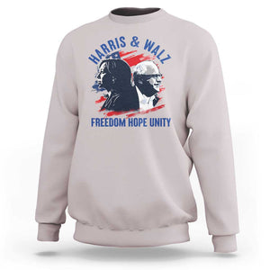 Harris Walz 2024 Sweatshirt Freedom Hope Unity Kamala Suppoerter TS09 Ice Gray Print Your Wear