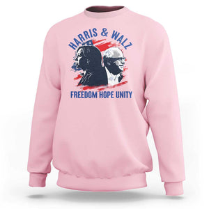 Harris Walz 2024 Sweatshirt Freedom Hope Unity Kamala Suppoerter TS09 Light Pink Print Your Wear