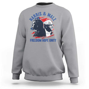 Harris Walz 2024 Sweatshirt Freedom Hope Unity Kamala Suppoerter TS09 Sport Gray Print Your Wear