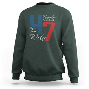 Harris Walz 2024 Sweatshirt Kamala Support America President 47 TS09 Dark Forest Green Print Your Wear