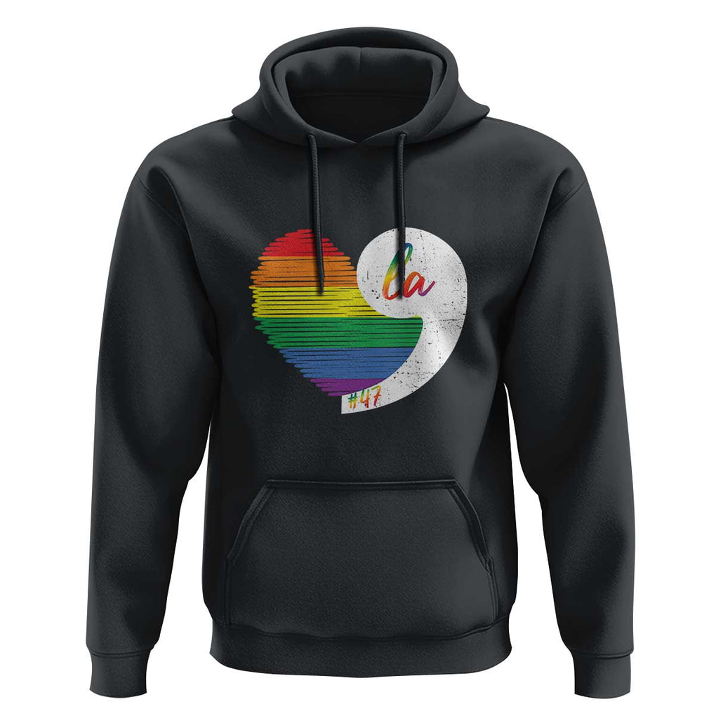 Harris Comma La Hoodie Kamala 2024 LGBT Rights Rainbow Heart TS09 Black Print Your Wear