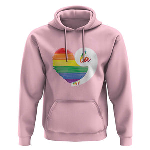 Harris Comma La Hoodie Kamala 2024 LGBT Rights Rainbow Heart TS09 Light Pink Print Your Wear