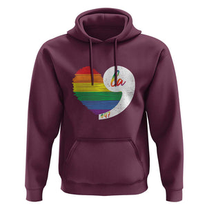 Harris Comma La Hoodie Kamala 2024 LGBT Rights Rainbow Heart TS09 Maroon Print Your Wear