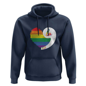 Harris Comma La Hoodie Kamala 2024 LGBT Rights Rainbow Heart TS09 Navy Print Your Wear