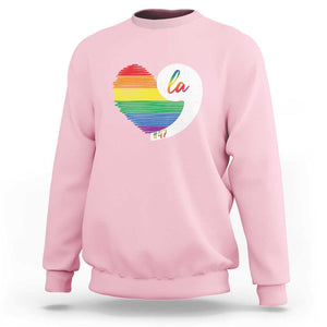 Harris Comma La Sweatshirt Kamala 2024 LGBT Rights Rainbow Heart TS09 Light Pink Print Your Wear