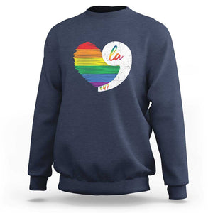 Harris Comma La Sweatshirt Kamala 2024 LGBT Rights Rainbow Heart TS09 Navy Print Your Wear