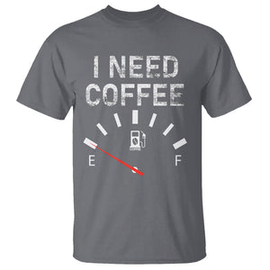 I Need Coffee Funny Coffee Meter Battery T Shirt TS09 Charcoal Printyourwear