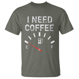 I Need Coffee Funny Coffee Meter Battery T Shirt TS09 Military Green Printyourwear