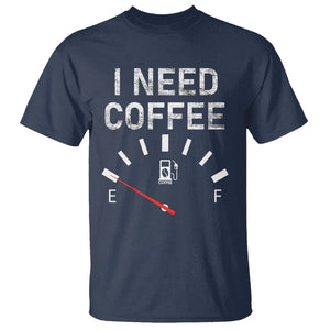 I Need Coffee Funny Coffee Meter Battery T Shirt TS09 Navy Printyourwear