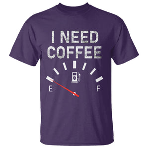 I Need Coffee Funny Coffee Meter Battery T Shirt TS09 Purple Printyourwear