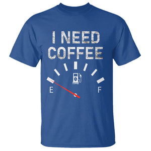 I Need Coffee Funny Coffee Meter Battery T Shirt TS09 Royal Blue Printyourwear