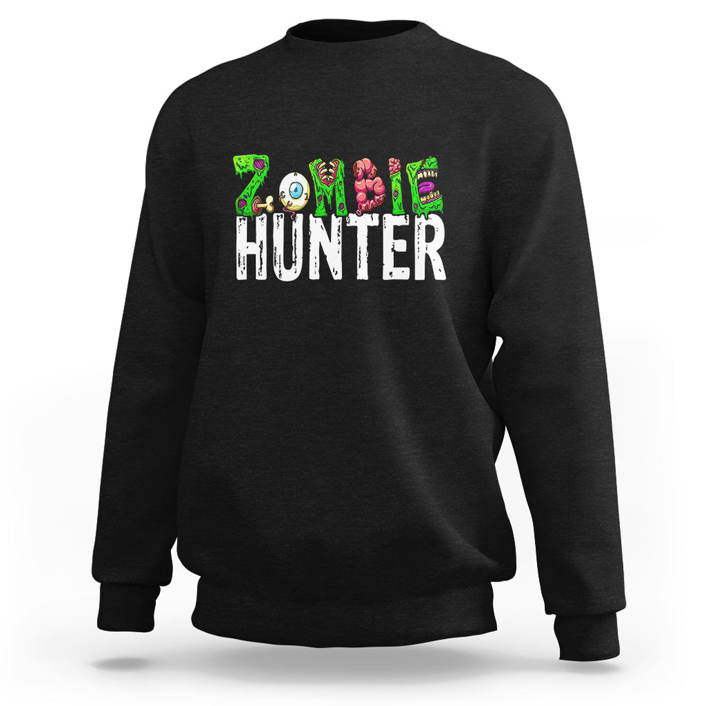 Zombie Hunter Eye Brain Hunting Halloween Costume Sweatshirt TS09 Dark Heather Printyourwear