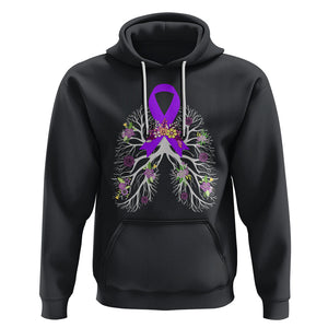 Just Breathe Purple Ribbon CF Cystic Fibrosis Awareness Hoodie TS09 Black Printyourwear