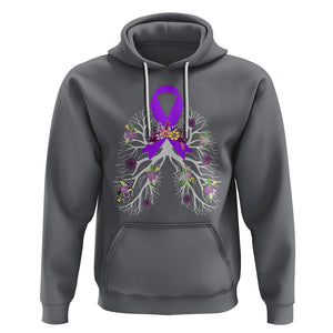 Just Breathe Purple Ribbon CF Cystic Fibrosis Awareness Hoodie TS09 Charcoal Printyourwear