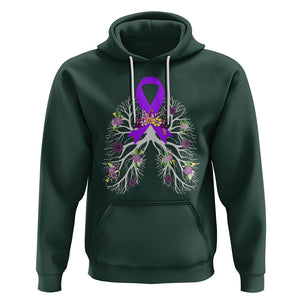 Just Breathe Purple Ribbon CF Cystic Fibrosis Awareness Hoodie TS09 Dark Forest Green Printyourwear