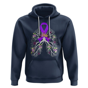 Just Breathe Purple Ribbon CF Cystic Fibrosis Awareness Hoodie TS09 Navy Printyourwear