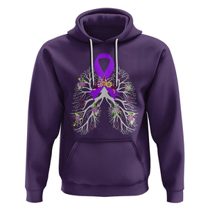 Just Breathe Purple Ribbon CF Cystic Fibrosis Awareness Hoodie TS09 Purple Printyourwear