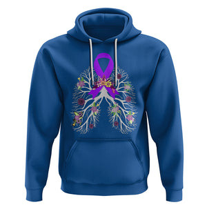 Just Breathe Purple Ribbon CF Cystic Fibrosis Awareness Hoodie TS09 Royal Blue Printyourwear