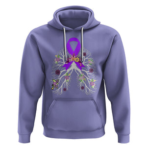 Just Breathe Purple Ribbon CF Cystic Fibrosis Awareness Hoodie TS09 Violet Printyourwear