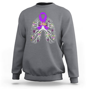 Just Breathe Purple Ribbon CF Cystic Fibrosis Awareness Sweatshirt TS09 Charcoal Printyourwear