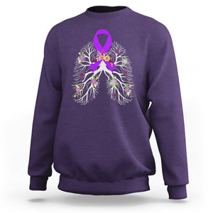 Just Breathe Purple Ribbon CF Cystic Fibrosis Awareness Sweatshirt TS09 Purple Printyourwear