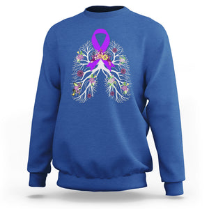 Just Breathe Purple Ribbon CF Cystic Fibrosis Awareness Sweatshirt TS09 Royal Blue Printyourwear