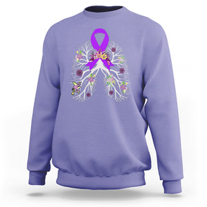 Just Breathe Purple Ribbon CF Cystic Fibrosis Awareness Sweatshirt TS09 Violet Printyourwear