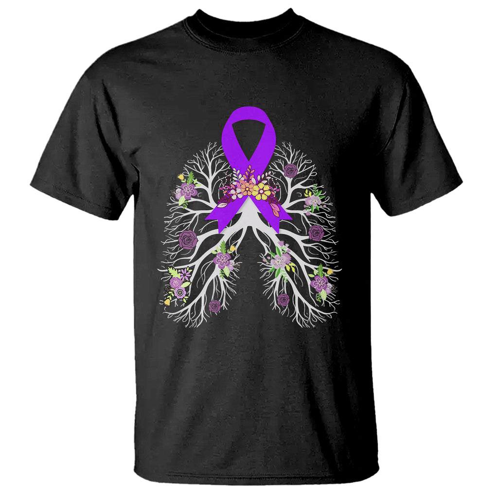 Just Breathe Purple Ribbon CF Cystic Fibrosis Awareness T Shirt TS09 Black Printyourwear