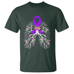 Just Breathe Purple Ribbon CF Cystic Fibrosis Awareness T Shirt TS09 Dark Forest Green Printyourwear