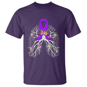 Just Breathe Purple Ribbon CF Cystic Fibrosis Awareness T Shirt TS09 Purple Printyourwear