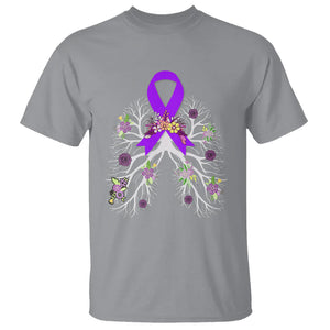 Just Breathe Purple Ribbon CF Cystic Fibrosis Awareness T Shirt TS09 Sport Gray Printyourwear