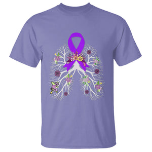 Just Breathe Purple Ribbon CF Cystic Fibrosis Awareness T Shirt TS09 Violet Printyourwear