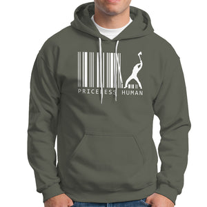 Priceless Human Funny Barcode Hoodie TS09 Military Green Printyourwear