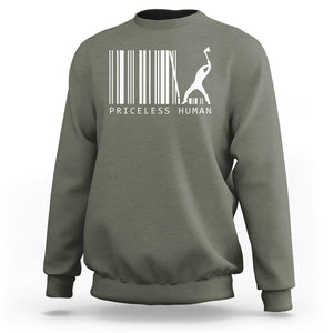 Priceless Human Funny Barcode Sweatshirt TS09 Military Green Printyourwear