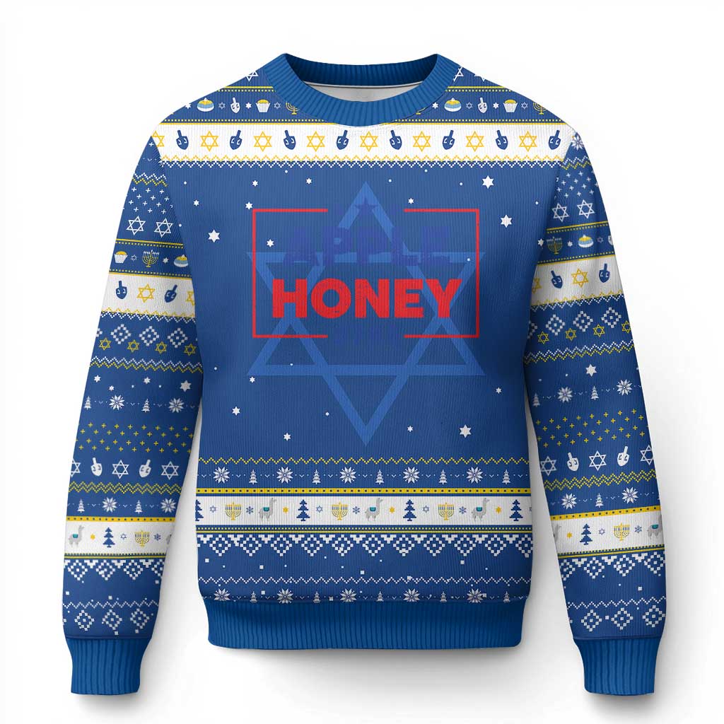 Rosh Hashanah Jewish Hanukkah Ugly Sweater Apple Honey 5785 New Year Holiday 2024 TS09 Blue White Print Your Wear