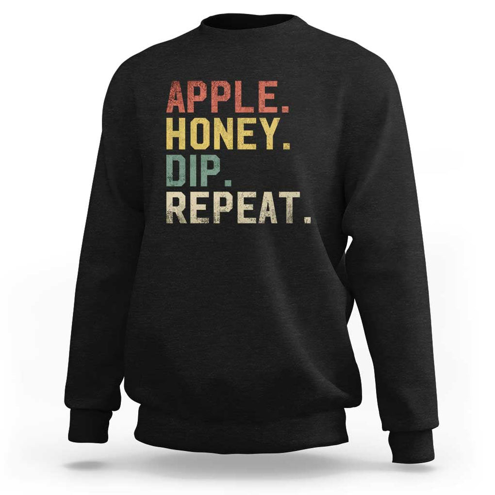 Rosh Hashanah Jewish Sweatshirt Apple Honey Dip Repeat TS09 Black Print Your Wear