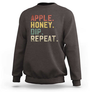 Rosh Hashanah Jewish Sweatshirt Apple Honey Dip Repeat TS09 Dark Chocolate Print Your Wear