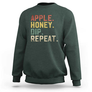 Rosh Hashanah Jewish Sweatshirt Apple Honey Dip Repeat TS09 Dark Forest Green Print Your Wear