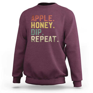 Rosh Hashanah Jewish Sweatshirt Apple Honey Dip Repeat TS09 Maroon Print Your Wear