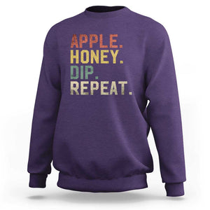 Rosh Hashanah Jewish Sweatshirt Apple Honey Dip Repeat TS09 Purple Print Your Wear