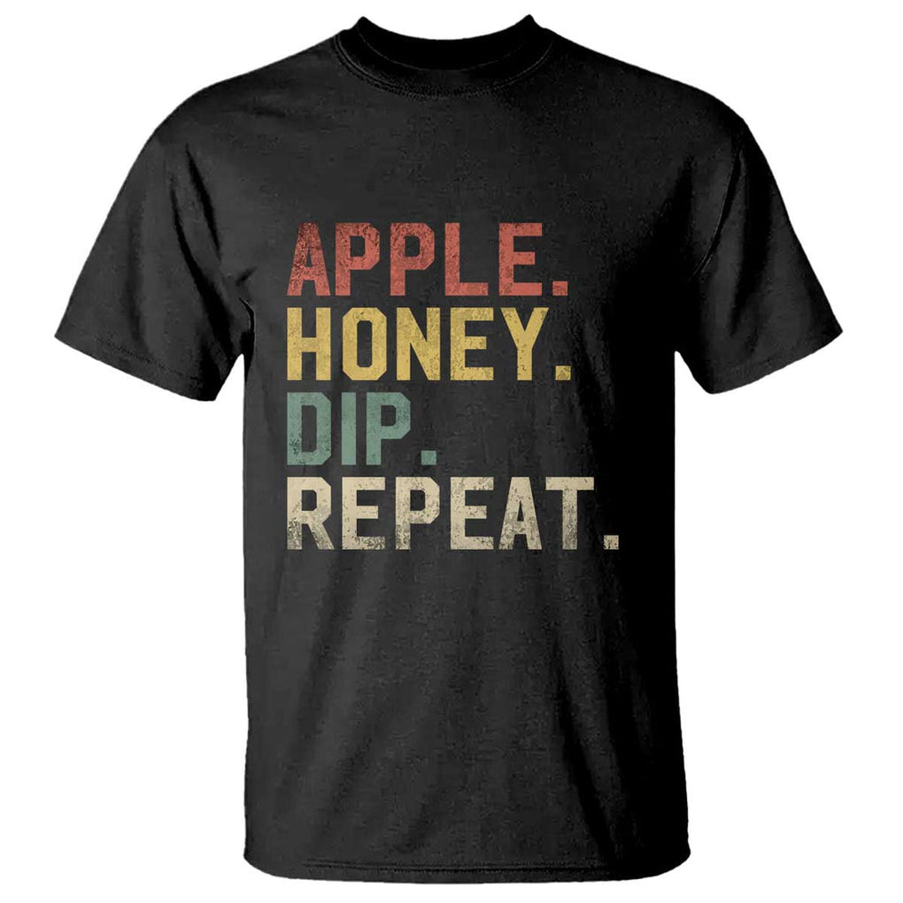 Rosh Hashanah Jewish T Shirt Apple Honey Dip Repeat TS09 Black Print Your Wear