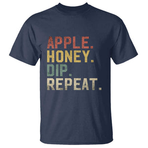 Rosh Hashanah Jewish T Shirt Apple Honey Dip Repeat TS09 Navy Print Your Wear