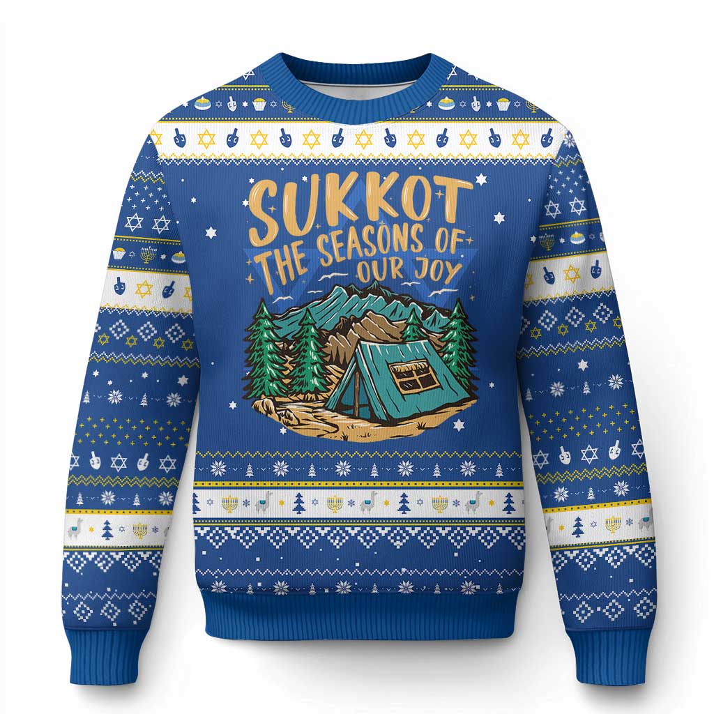 Sukkot Hanukkah Ugly Sweater The Season Of Our Joy Jewish Holiday TS09 Blue White Print Your Wear