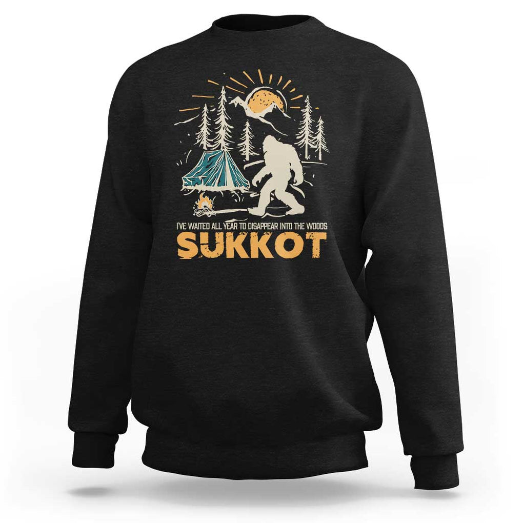 Funny Sukkot Sweatshirt I've Waited All Year For Sukkot Bigfoot Jewish Holiday TS09 Black Print Your Wear