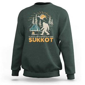 Funny Sukkot Sweatshirt I've Waited All Year For Sukkot Bigfoot Jewish Holiday TS09 Dark Forest Green Print Your Wear