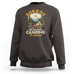 Sukkot Sweatshirt The Original Camping Festival Vintage Jewish Holiday TS09 Dark Chocolate Print Your Wear