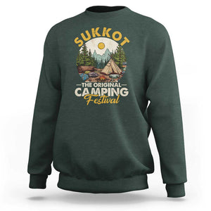 Sukkot Sweatshirt The Original Camping Festival Vintage Jewish Holiday TS09 Dark Forest Green Print Your Wear