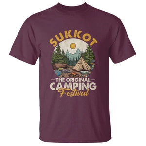 Sukkot T Shirt The Original Camping Festival Vintage Jewish Holiday TS09 Maroon Print Your Wear