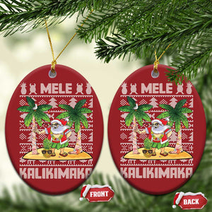 Xmas In Hawaii Christmas Ornament Mele Kalikimaka Santa Hawaiian Christmas Hula Dance TS09 Oval Red Print Your Wear